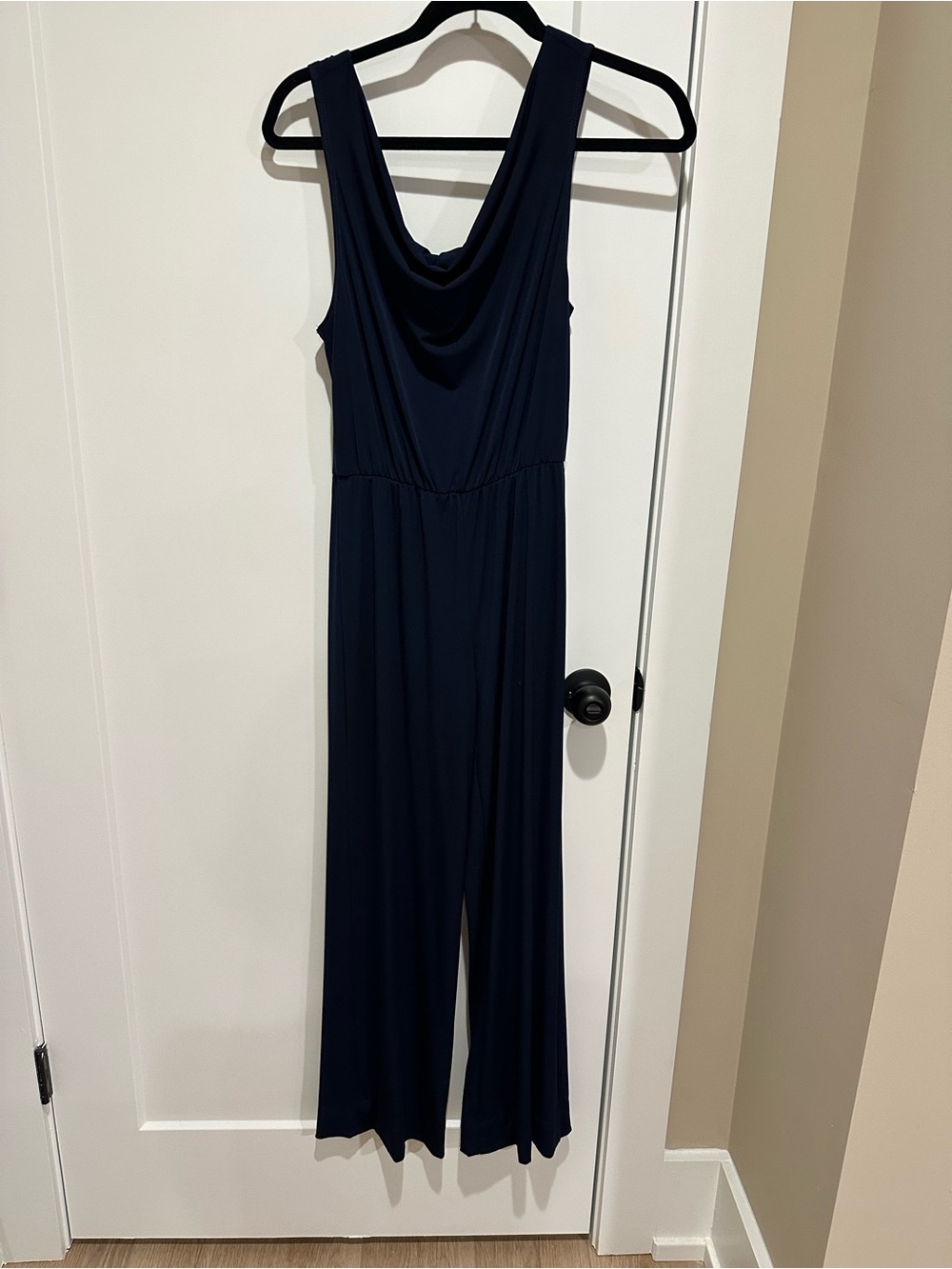Tiana B. Navy Draped Cowl Wide-Leg Jumpsuit